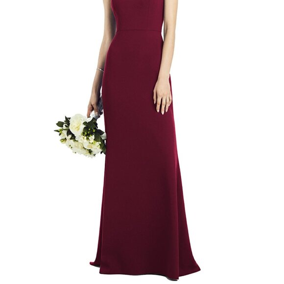 After Six 6827....Bow-Neck Open-Back Trumpet Gown....Cabernet...Size 10 - Picture 2 of 8